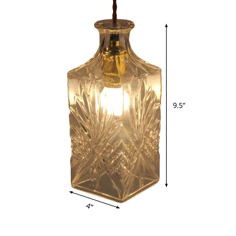 Clear Prism Glass Bottle Pendant Light Fixture Modern 1 Light Hanging Ceiling Light for Dining Room Clearhalo 'Ceiling Lights' 'Chandeliers' 'Glass shade' 'Glass' 'Modern Pendants' 'Modern' 'Pendant Lights' 'Pendants' Lighting' 288759