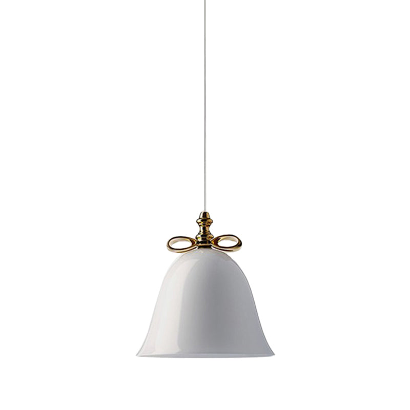 Bell Pendant Light Contemporary White/Brown/Clear Glass 1 Head Dining Room Hanging Ceiling Light Clearhalo 'Ceiling Lights' 'Close To Ceiling Lights' 'Glass shade' 'Glass' 'Modern Pendants' 'Modern' 'Pendant Lights' 'Pendants' Lighting' 288764