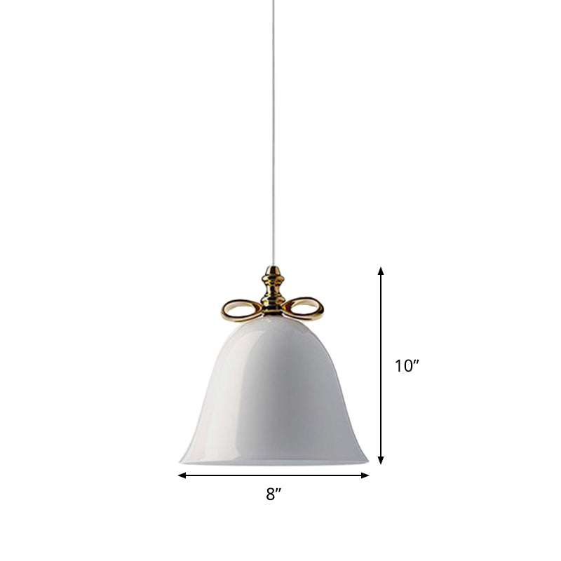 Bell Pendant Light Contemporary White/Brown/Clear Glass 1 Head Dining Room Hanging Ceiling Light Clearhalo 'Ceiling Lights' 'Close To Ceiling Lights' 'Glass shade' 'Glass' 'Modern Pendants' 'Modern' 'Pendant Lights' 'Pendants' Lighting' 288765