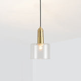 1 Light Dining Room Hanging Light Postmodern Brass Pendant Lamp with Cylinder Clear Glass Shade Brass Clearhalo 'Ceiling Lights' 'Modern Pendants' 'Modern' 'Pendant Lights' 'Pendants' Lighting' 288820