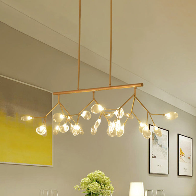 Postmodern Bubble Chandelier Lamp Clear Glass 27 Heads Dining Room Hanging Light Kit in Black/Gold Gold Clearhalo 'Ceiling Lights' 'Chandeliers' 'Glass shade' 'Glass' 'Island Lights' 'Pendant Lights' Lighting' 288827