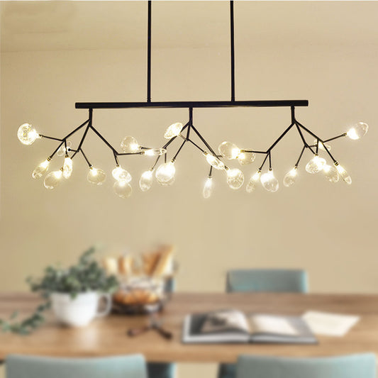 Postmodern Bubble Chandelier Lamp Clear Glass 27 Heads Dining Room Hanging Light Kit in Black/Gold Black Clearhalo 'Ceiling Lights' 'Chandeliers' 'Glass shade' 'Glass' 'Island Lights' 'Pendant Lights' Lighting' 288834