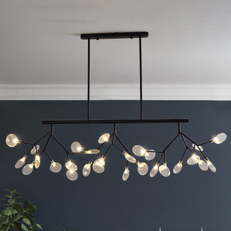 Postmodern Bubble Chandelier Lamp Clear Glass 27 Heads Dining Room Hanging Light Kit in Black/Gold Clearhalo 'Ceiling Lights' 'Chandeliers' 'Glass shade' 'Glass' 'Island Lights' 'Pendant Lights' Lighting' 288835