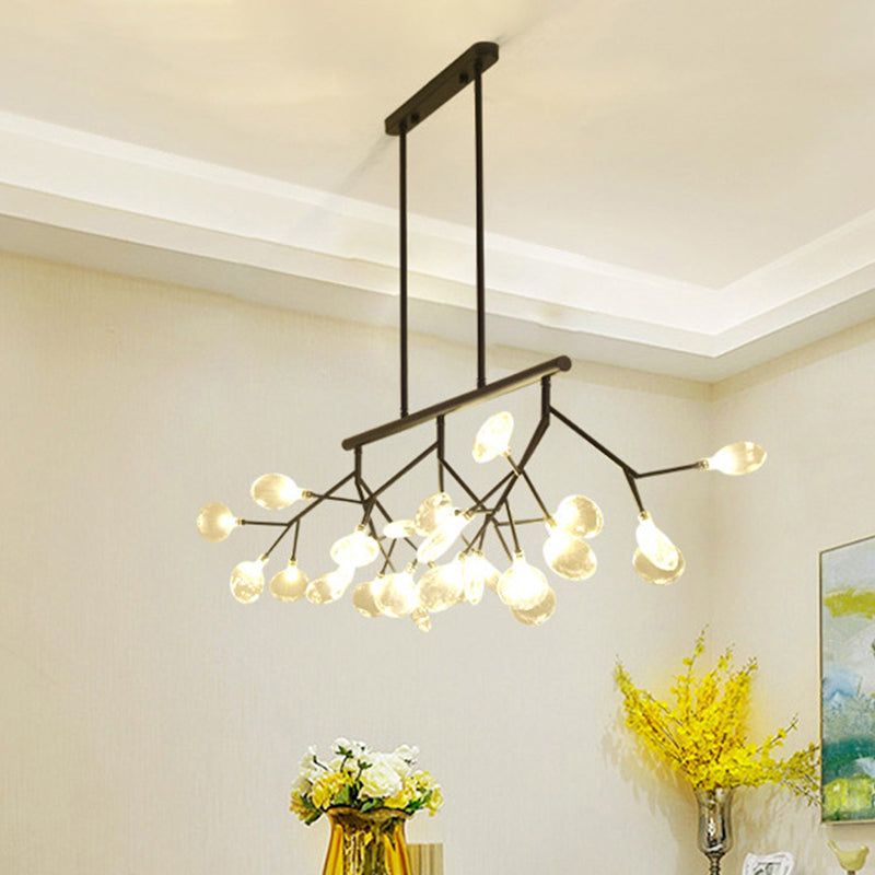 Postmodern Bubble Chandelier Lamp Clear Glass 27 Heads Dining Room Hanging Light Kit in Black/Gold Clearhalo 'Ceiling Lights' 'Chandeliers' 'Glass shade' 'Glass' 'Island Lights' 'Pendant Lights' Lighting' 288837