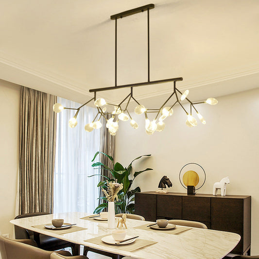 Postmodern Bubble Chandelier Lamp Clear Glass 27 Heads Dining Room Hanging Light Kit in Black/Gold Clearhalo 'Ceiling Lights' 'Chandeliers' 'Glass shade' 'Glass' 'Island Lights' 'Pendant Lights' Lighting' 288838