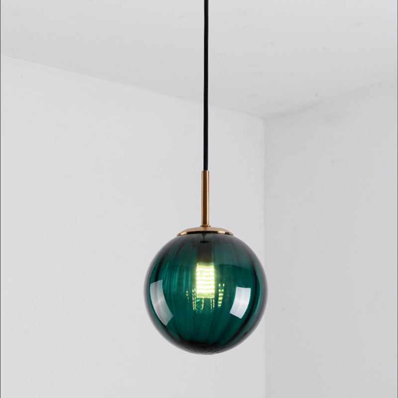 Bubble Ceiling Pendant Light Macaron Amber/Green/Red Glass 1 Head Bedroom Hanging Ceiling Light Green Clearhalo 'Ceiling Lights' 'Chandeliers' 'Modern Chandeliers' 'Modern' Lighting' 288841