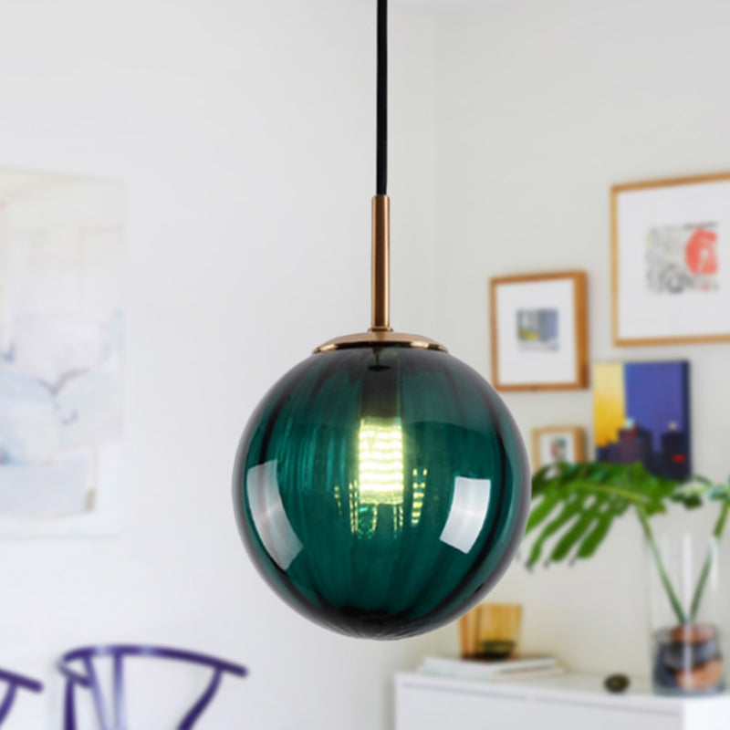 Bubble Ceiling Pendant Light Macaron Amber/Green/Red Glass 1 Head Bedroom Hanging Ceiling Light Clearhalo 'Ceiling Lights' 'Chandeliers' 'Modern Chandeliers' 'Modern' Lighting' 288842