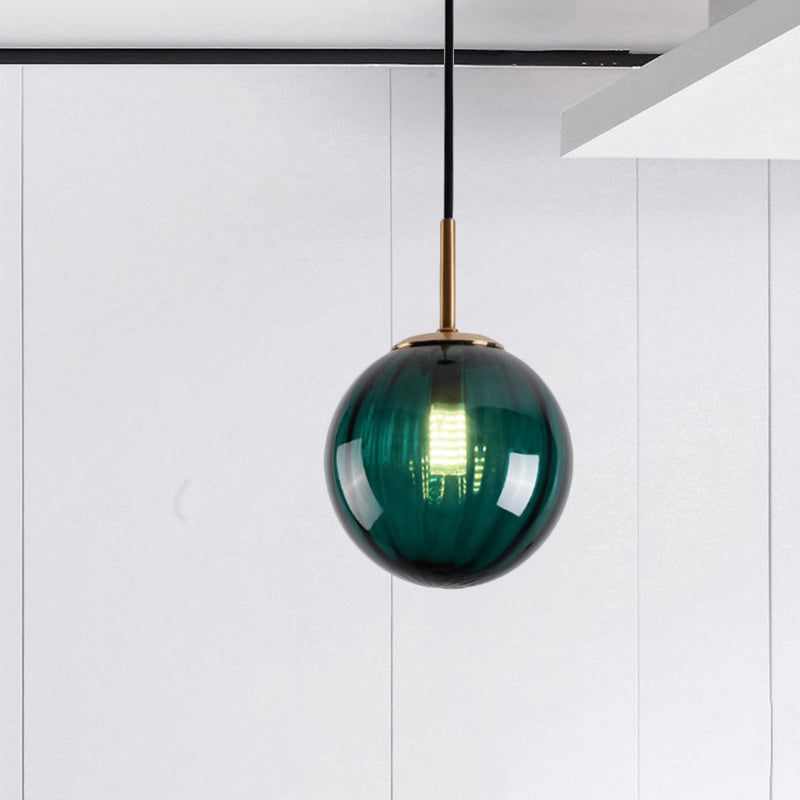 Bubble Ceiling Pendant Light Macaron Amber/Green/Red Glass 1 Head Bedroom Hanging Ceiling Light Clearhalo 'Ceiling Lights' 'Chandeliers' 'Modern Chandeliers' 'Modern' Lighting' 288843