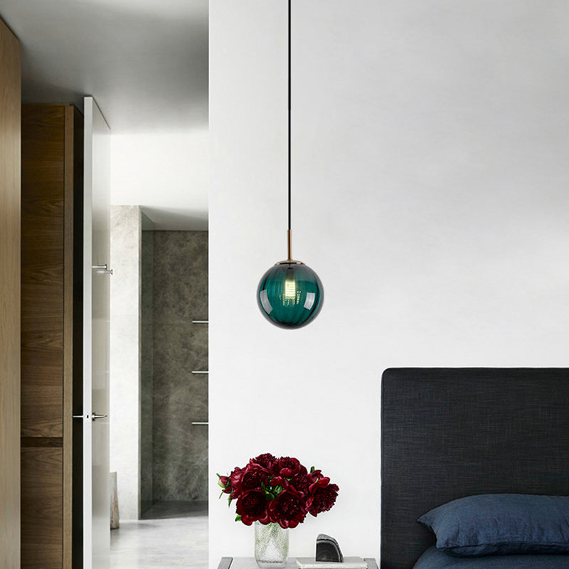 Bubble Ceiling Pendant Light Macaron Amber/Green/Red Glass 1 Head Bedroom Hanging Ceiling Light Clearhalo 'Ceiling Lights' 'Chandeliers' 'Modern Chandeliers' 'Modern' Lighting' 288844