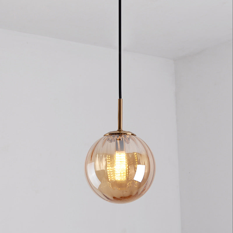 Bubble Ceiling Pendant Light Macaron Amber/Green/Red Glass 1 Head Bedroom Hanging Ceiling Light Clearhalo 'Ceiling Lights' 'Chandeliers' 'Modern Chandeliers' 'Modern' Lighting' 288848