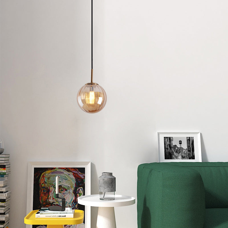 Bubble Ceiling Pendant Light Macaron Amber/Green/Red Glass 1 Head Bedroom Hanging Ceiling Light Clearhalo 'Ceiling Lights' 'Chandeliers' 'Modern Chandeliers' 'Modern' Lighting' 288850