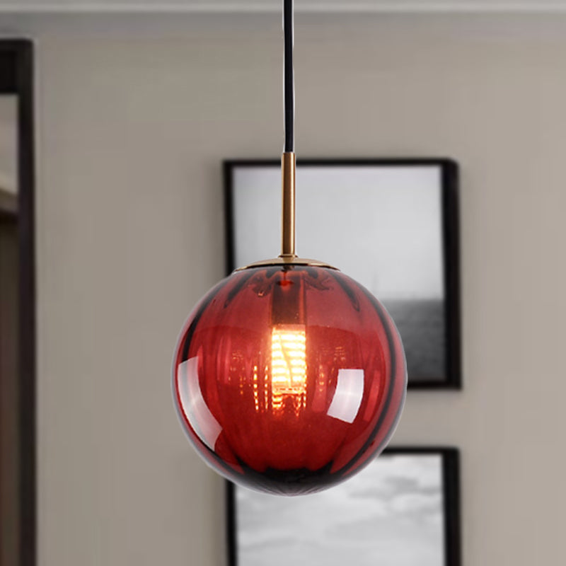 Bubble Ceiling Pendant Light Macaron Amber/Green/Red Glass 1 Head Bedroom Hanging Ceiling Light Red Clearhalo 'Ceiling Lights' 'Chandeliers' 'Modern Chandeliers' 'Modern' Lighting' 288853