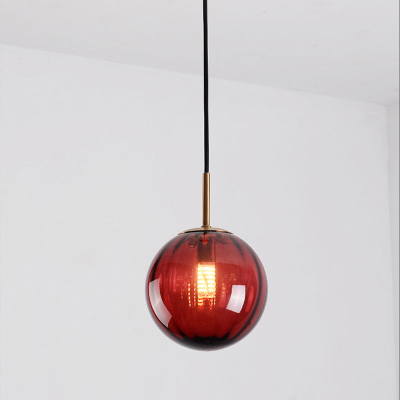 Bubble Ceiling Pendant Light Macaron Amber/Green/Red Glass 1 Head Bedroom Hanging Ceiling Light Clearhalo 'Ceiling Lights' 'Chandeliers' 'Modern Chandeliers' 'Modern' Lighting' 288854