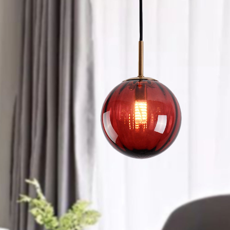 Bubble Ceiling Pendant Light Macaron Amber/Green/Red Glass 1 Head Bedroom Hanging Ceiling Light Clearhalo 'Ceiling Lights' 'Chandeliers' 'Modern Chandeliers' 'Modern' Lighting' 288855