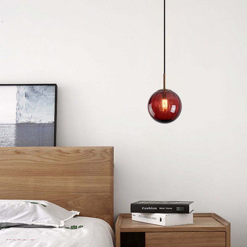 Bubble Ceiling Pendant Light Macaron Amber/Green/Red Glass 1 Head Bedroom Hanging Ceiling Light Clearhalo 'Ceiling Lights' 'Chandeliers' 'Modern Chandeliers' 'Modern' Lighting' 288856