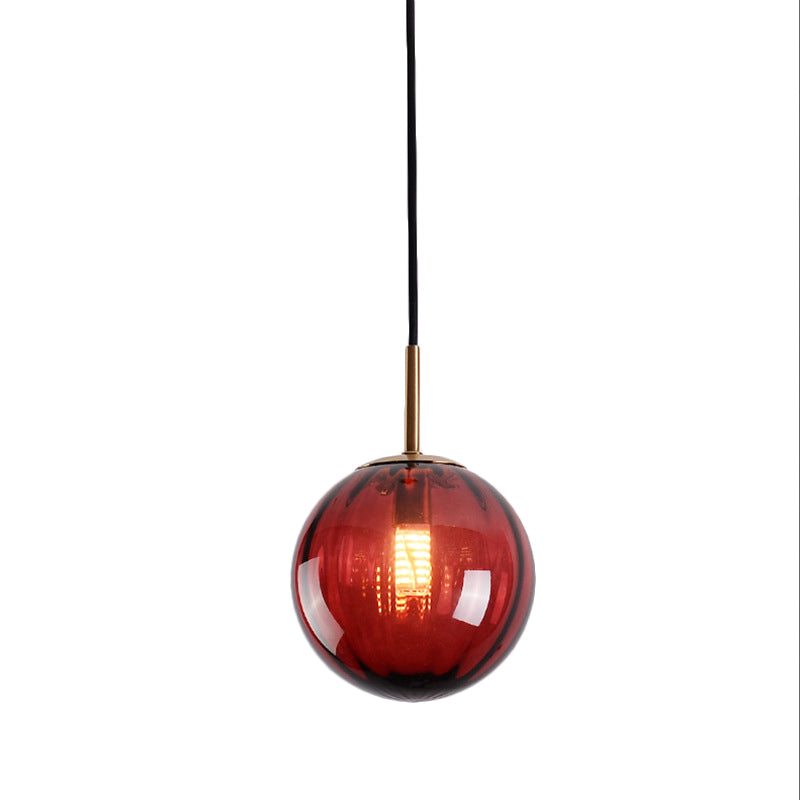 Bubble Ceiling Pendant Light Macaron Amber/Green/Red Glass 1 Head Bedroom Hanging Ceiling Light Clearhalo 'Ceiling Lights' 'Chandeliers' 'Modern Chandeliers' 'Modern' Lighting' 288857