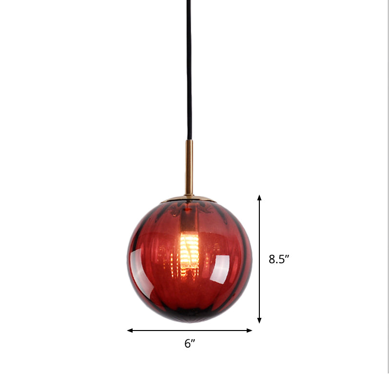 Bubble Ceiling Pendant Light Macaron Amber/Green/Red Glass 1 Head Bedroom Hanging Ceiling Light Clearhalo 'Ceiling Lights' 'Chandeliers' 'Modern Chandeliers' 'Modern' Lighting' 288858