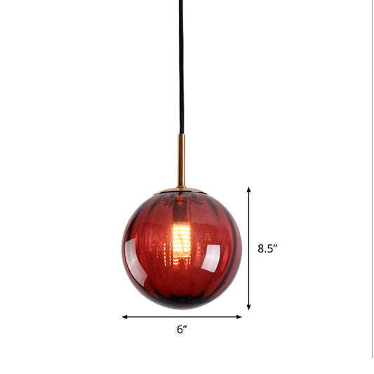 Bubble Ceiling Pendant Light Macaron Amber/Green/Red Glass 1 Head Bedroom Hanging Ceiling Light Clearhalo 'Ceiling Lights' 'Chandeliers' 'Modern Chandeliers' 'Modern' Lighting' 288858