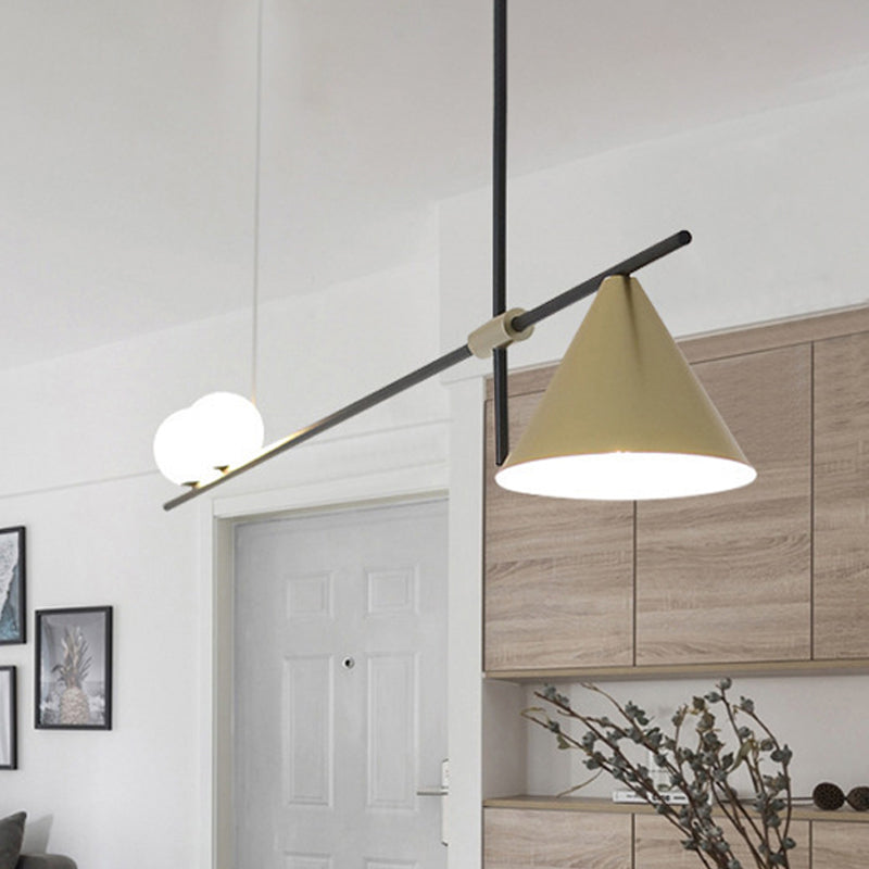 Metal Cone Island Light Contemporary 3 Heads Dining Room Hanging Ceiling Light in Gold/Black Clearhalo 'Ceiling Lights' 'Glass shade' 'Glass' 'Island Lights' 'Pendant Lights' Lighting' 288861