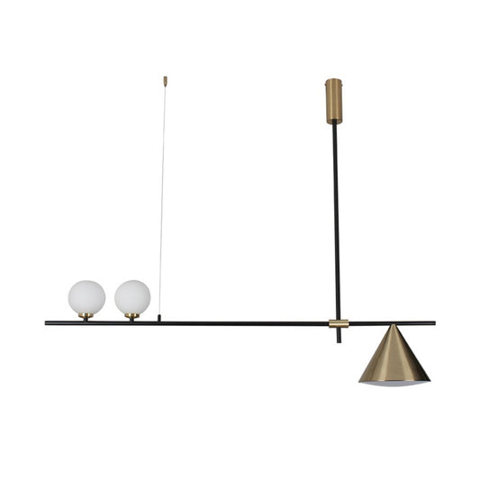 Metal Cone Island Light Contemporary 3 Heads Dining Room Hanging Ceiling Light in Gold/Black Clearhalo 'Ceiling Lights' 'Glass shade' 'Glass' 'Island Lights' 'Pendant Lights' Lighting' 288863