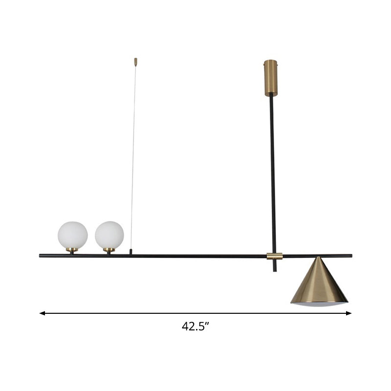 Metal Cone Island Light Contemporary 3 Heads Dining Room Hanging Ceiling Light in Gold/Black Clearhalo 'Ceiling Lights' 'Glass shade' 'Glass' 'Island Lights' 'Pendant Lights' Lighting' 288864