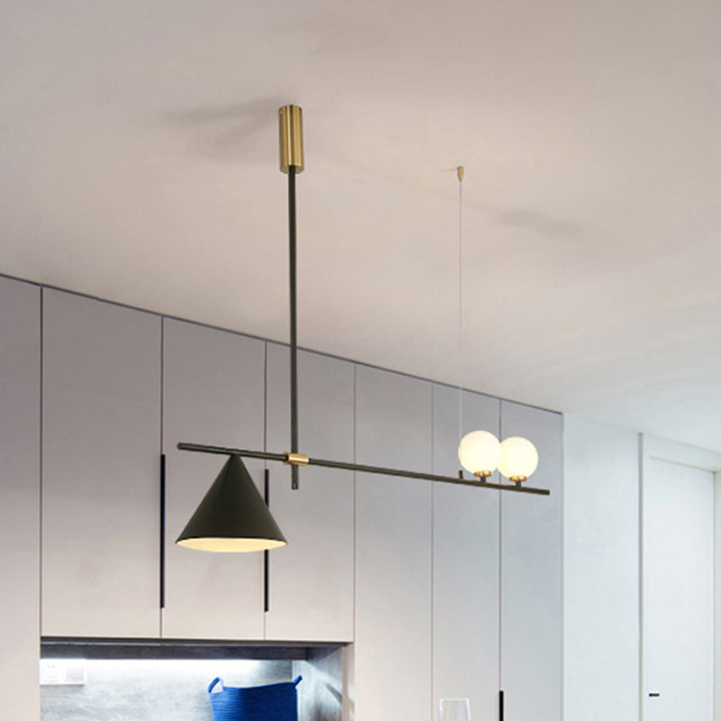 Metal Cone Island Light Contemporary 3 Heads Dining Room Hanging Ceiling Light in Gold/Black Clearhalo 'Ceiling Lights' 'Glass shade' 'Glass' 'Island Lights' 'Pendant Lights' Lighting' 288866