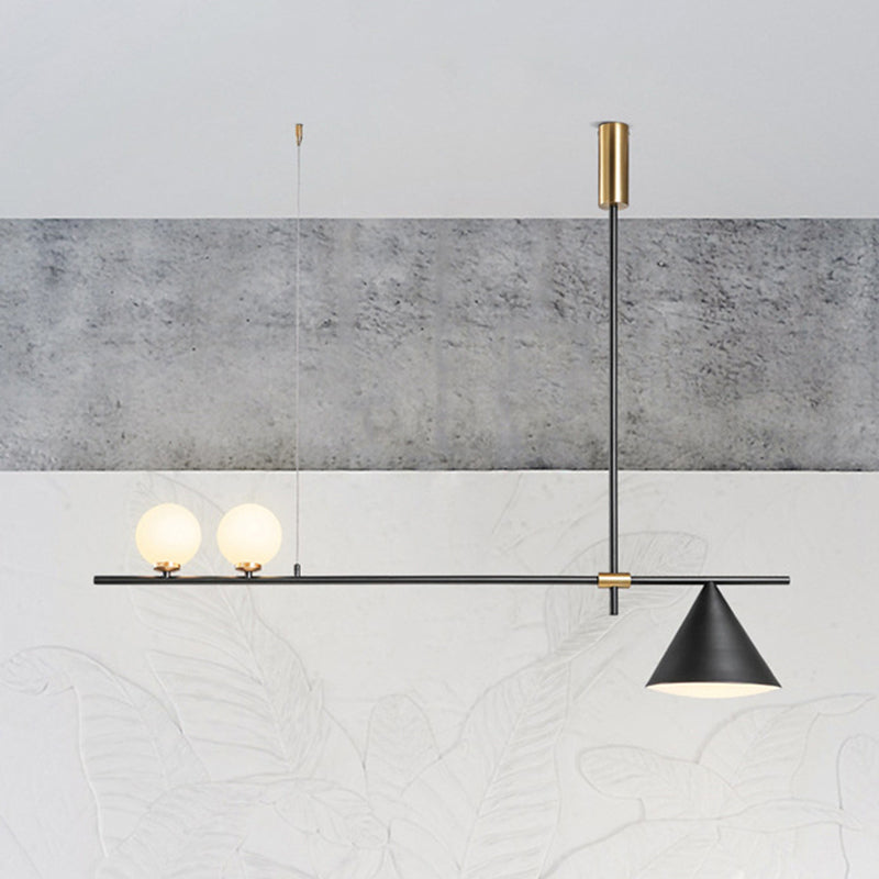 Metal Cone Island Light Contemporary 3 Heads Dining Room Hanging Ceiling Light in Gold/Black Clearhalo 'Ceiling Lights' 'Glass shade' 'Glass' 'Island Lights' 'Pendant Lights' Lighting' 288867
