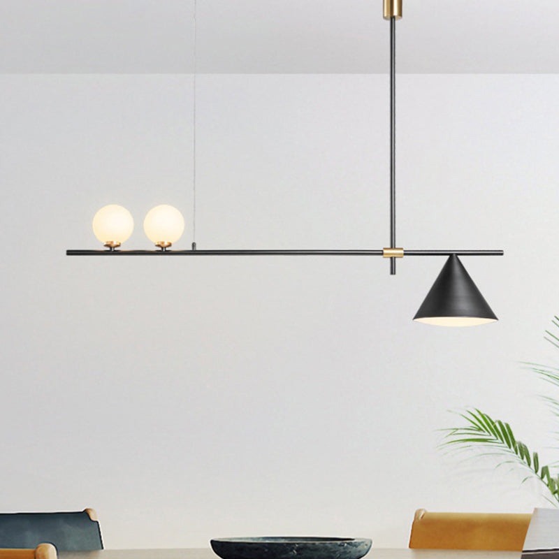 Metal Cone Island Light Contemporary 3 Heads Dining Room Hanging Ceiling Light in Gold/Black Clearhalo 'Ceiling Lights' 'Glass shade' 'Glass' 'Island Lights' 'Pendant Lights' Lighting' 288868