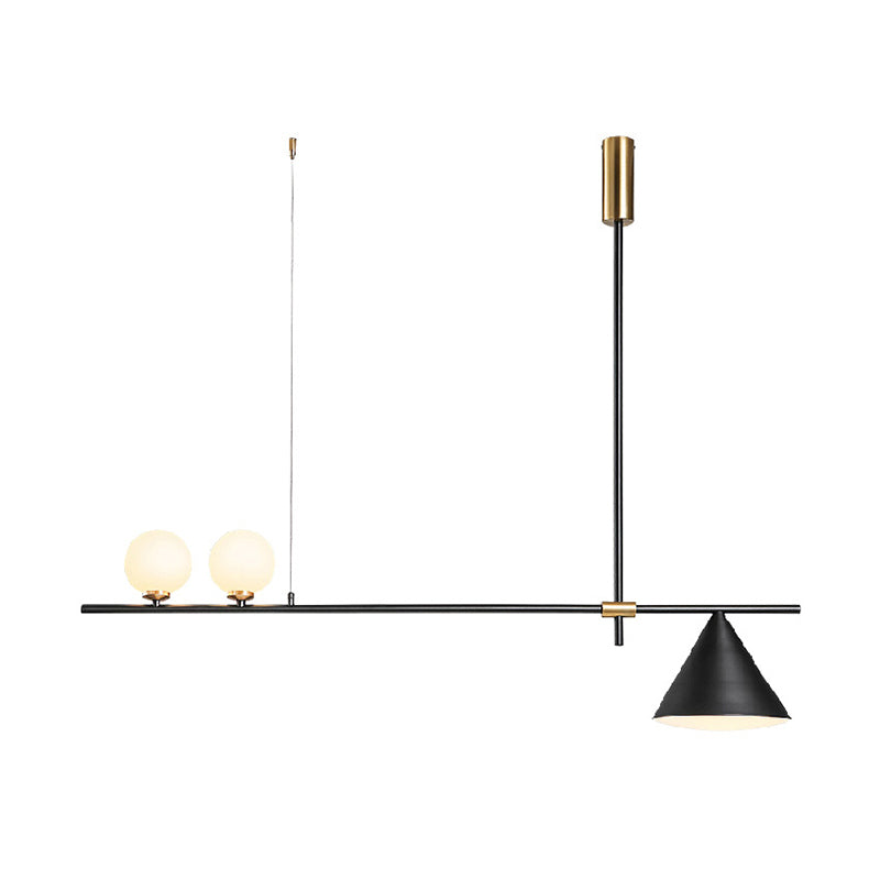 Metal Cone Island Light Contemporary 3 Heads Dining Room Hanging Ceiling Light in Gold/Black Clearhalo 'Ceiling Lights' 'Glass shade' 'Glass' 'Island Lights' 'Pendant Lights' Lighting' 288870