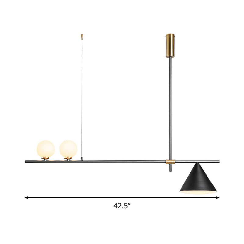 Metal Cone Island Light Contemporary 3 Heads Dining Room Hanging Ceiling Light in Gold/Black Clearhalo 'Ceiling Lights' 'Glass shade' 'Glass' 'Island Lights' 'Pendant Lights' Lighting' 288871