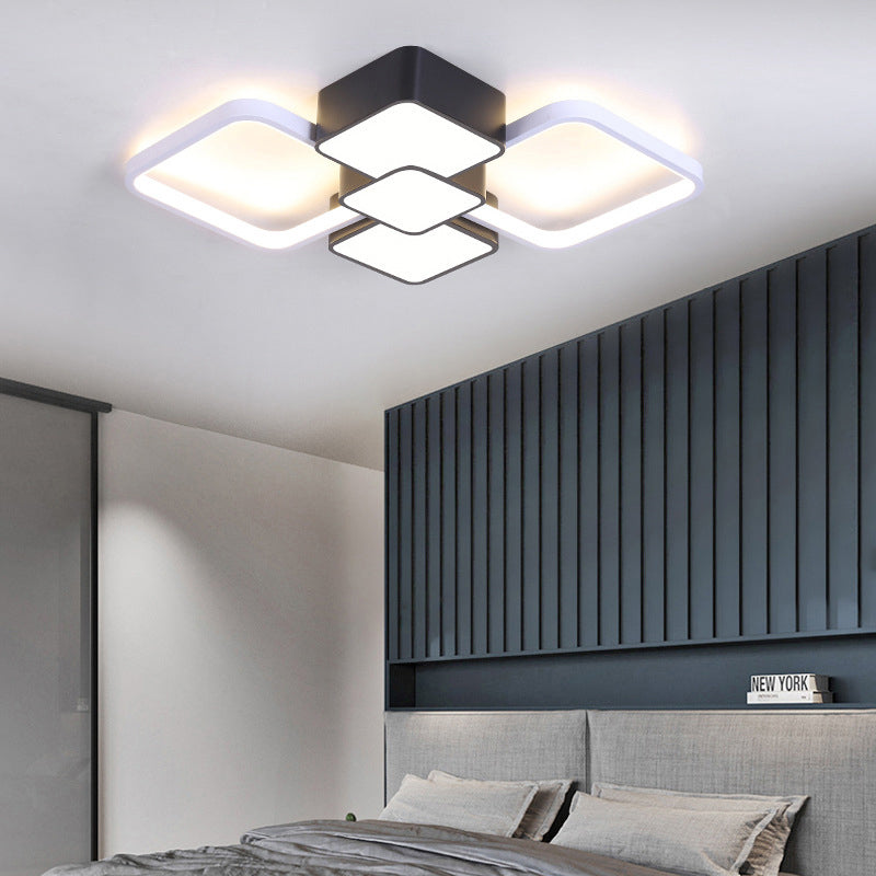 Square Flush Light Modernist Acrylic LED Black/Black-White Ceiling Mounted Fixture in Warm/White Light, 18"/21.5" Wide Clearhalo 'Ceiling Lights' 'Close To Ceiling Lights' 'Close to ceiling' 'Flush mount' Lighting' 288882