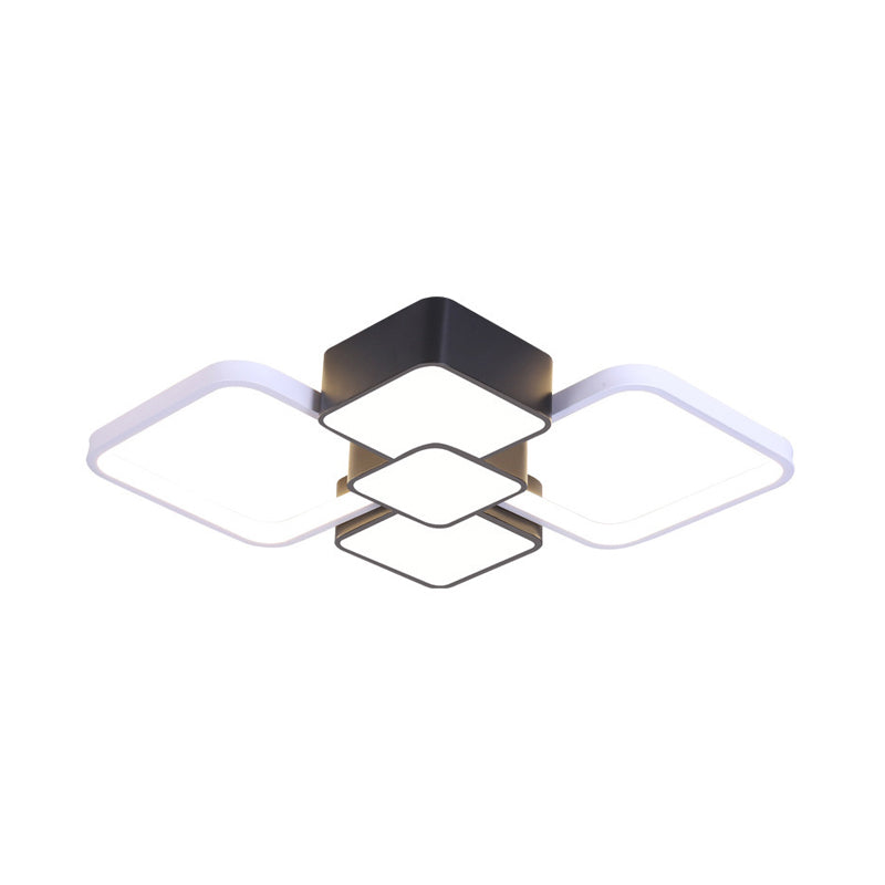 Square Flush Light Modernist Acrylic LED Black/Black-White Ceiling Mounted Fixture in Warm/White Light, 18"/21.5" Wide Clearhalo 'Ceiling Lights' 'Close To Ceiling Lights' 'Close to ceiling' 'Flush mount' Lighting' 288884