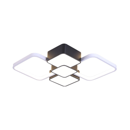 Square Flush Light Modernist Acrylic LED Black/Black-White Ceiling Mounted Fixture in Warm/White Light, 18"/21.5" Wide Clearhalo 'Ceiling Lights' 'Close To Ceiling Lights' 'Close to ceiling' 'Flush mount' Lighting' 288884