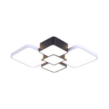 Square Flush Light Modernist Acrylic LED Black/Black-White Ceiling Mounted Fixture in Warm/White Light, 18"/21.5" Wide Clearhalo 'Ceiling Lights' 'Close To Ceiling Lights' 'Close to ceiling' 'Flush mount' Lighting' 288884