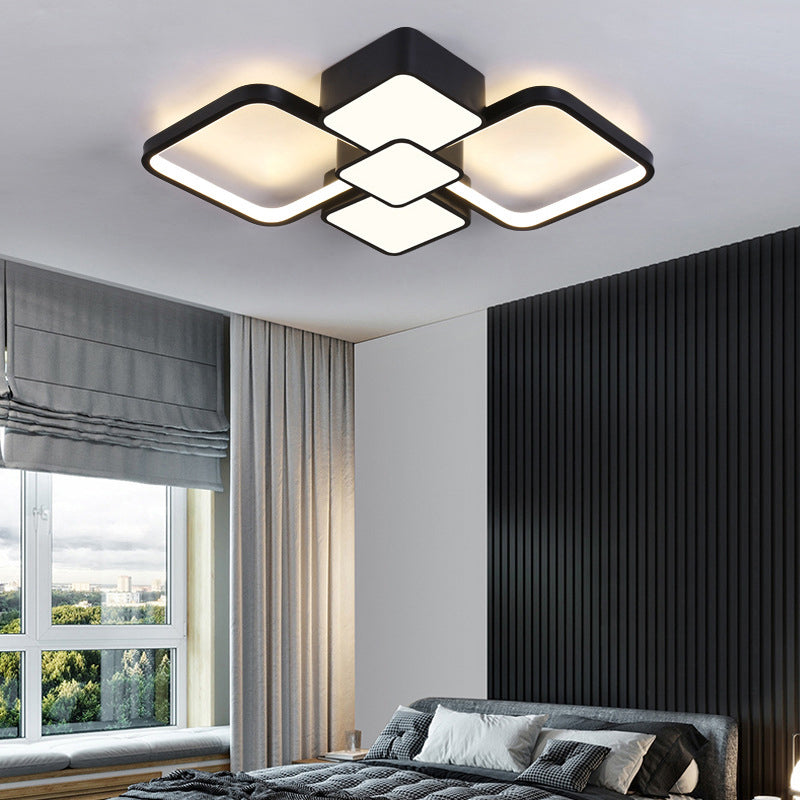 Square Flush Light Modernist Acrylic LED Black/Black-White Ceiling Mounted Fixture in Warm/White Light, 18"/21.5" Wide Clearhalo 'Ceiling Lights' 'Close To Ceiling Lights' 'Close to ceiling' 'Flush mount' Lighting' 288888