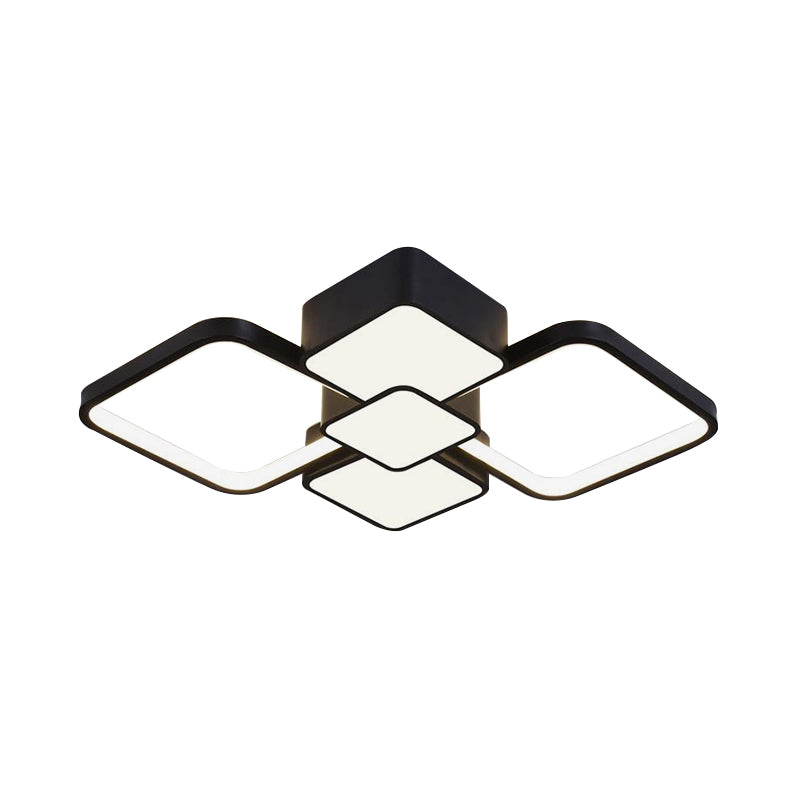 Square Flush Light Modernist Acrylic LED Black/Black-White Ceiling Mounted Fixture in Warm/White Light, 18"/21.5" Wide Clearhalo 'Ceiling Lights' 'Close To Ceiling Lights' 'Close to ceiling' 'Flush mount' Lighting' 288889