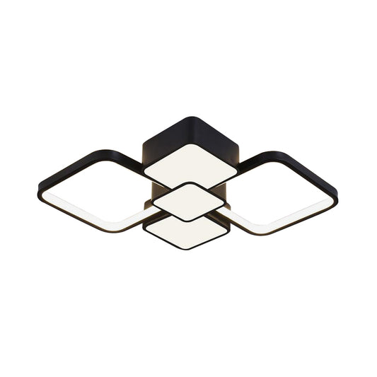 Square Flush Light Modernist Acrylic LED Black/Black-White Ceiling Mounted Fixture in Warm/White Light, 18"/21.5" Wide Clearhalo 'Ceiling Lights' 'Close To Ceiling Lights' 'Close to ceiling' 'Flush mount' Lighting' 288889