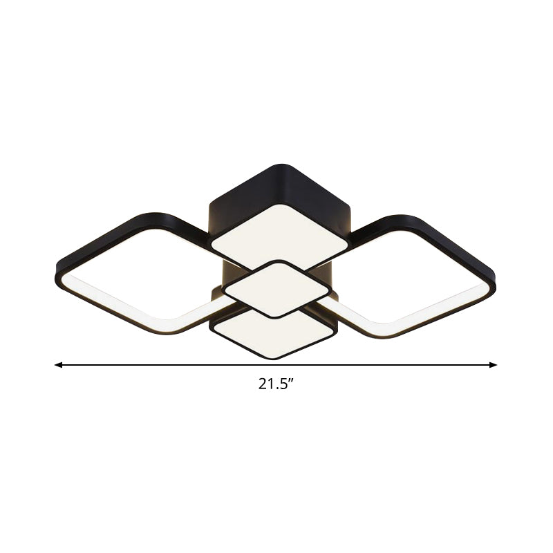 Square Flush Light Modernist Acrylic LED Black/Black-White Ceiling Mounted Fixture in Warm/White Light, 18"/21.5" Wide Clearhalo 'Ceiling Lights' 'Close To Ceiling Lights' 'Close to ceiling' 'Flush mount' Lighting' 288891