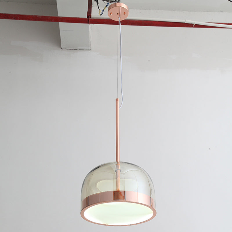 Clear Glass Dome Hanging Ceiling Light Postmodern 1 Head Copper Pendant Light Kit Clearhalo 'Ceiling Lights' 'Modern Pendants' 'Modern' 'Pendant Lights' 'Pendants' Lighting' 288913