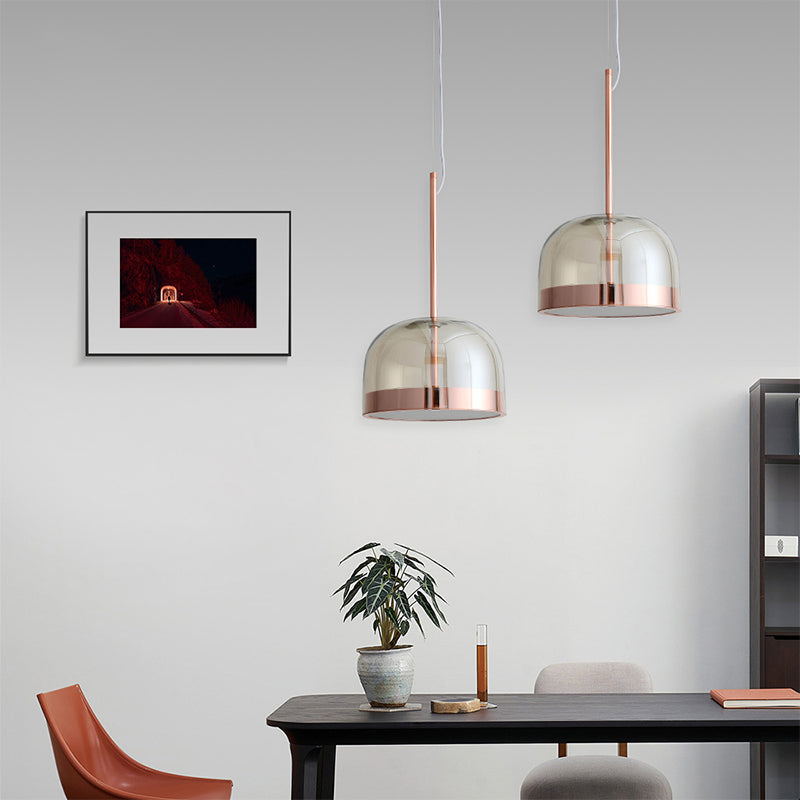 Clear Glass Dome Hanging Ceiling Light Postmodern 1 Head Copper Pendant Light Kit Clearhalo 'Ceiling Lights' 'Modern Pendants' 'Modern' 'Pendant Lights' 'Pendants' Lighting' 288914