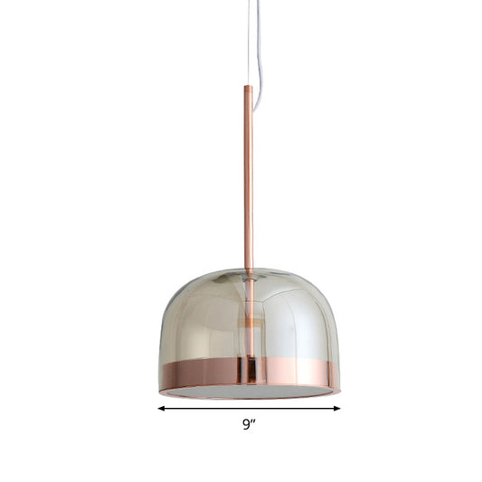 Clear Glass Dome Hanging Ceiling Light Postmodern 1 Head Copper Pendant Light Kit Clearhalo 'Ceiling Lights' 'Modern Pendants' 'Modern' 'Pendant Lights' 'Pendants' Lighting' 288916