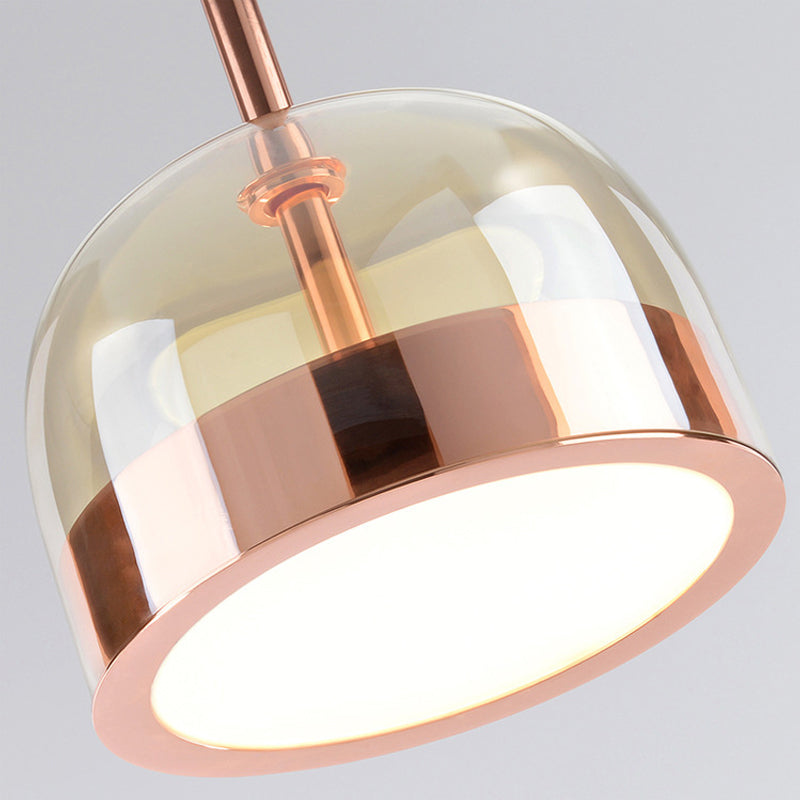 Clear Glass Dome Hanging Ceiling Light Postmodern 1 Head Copper Pendant Light Kit Clearhalo 'Ceiling Lights' 'Modern Pendants' 'Modern' 'Pendant Lights' 'Pendants' Lighting' 288917