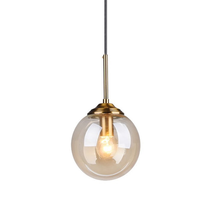 Contemporary Globe Hanging Light Amber/Clear/Smoke Gray Glass 1 Head Bedroom Pendant Light Fixture Clearhalo 'Ceiling Lights' 'Modern Pendants' 'Modern' 'Pendant Lights' 'Pendants' Lighting' 288962