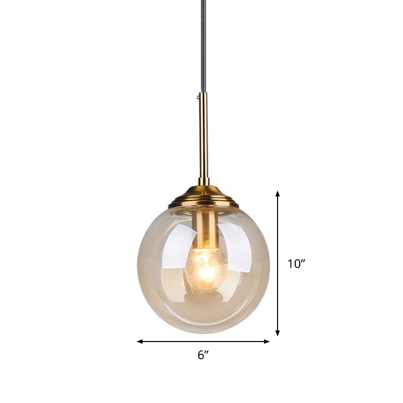 Contemporary Globe Hanging Light Amber/Clear/Smoke Gray Glass 1 Head Bedroom Pendant Light Fixture Clearhalo 'Ceiling Lights' 'Modern Pendants' 'Modern' 'Pendant Lights' 'Pendants' Lighting' 288963