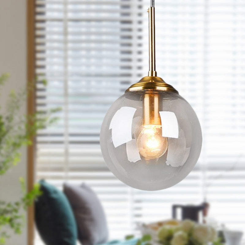 Contemporary Globe Hanging Light Amber/Clear/Smoke Gray Glass 1 Head Bedroom Pendant Light Fixture Clearhalo 'Ceiling Lights' 'Modern Pendants' 'Modern' 'Pendant Lights' 'Pendants' Lighting' 288966