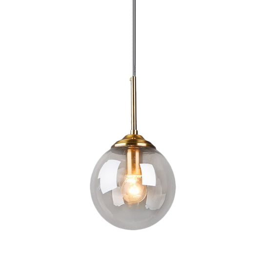 Contemporary Globe Hanging Light Amber/Clear/Smoke Gray Glass 1 Head Bedroom Pendant Light Fixture Clearhalo 'Ceiling Lights' 'Modern Pendants' 'Modern' 'Pendant Lights' 'Pendants' Lighting' 288968