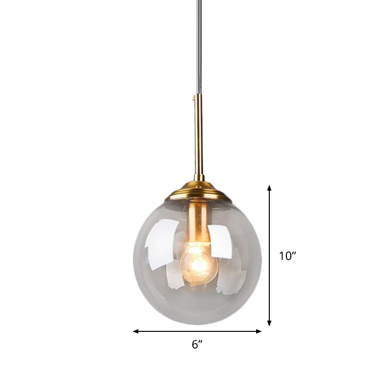 Contemporary Globe Hanging Light Amber/Clear/Smoke Gray Glass 1 Head Bedroom Pendant Light Fixture Clearhalo 'Ceiling Lights' 'Modern Pendants' 'Modern' 'Pendant Lights' 'Pendants' Lighting' 288969