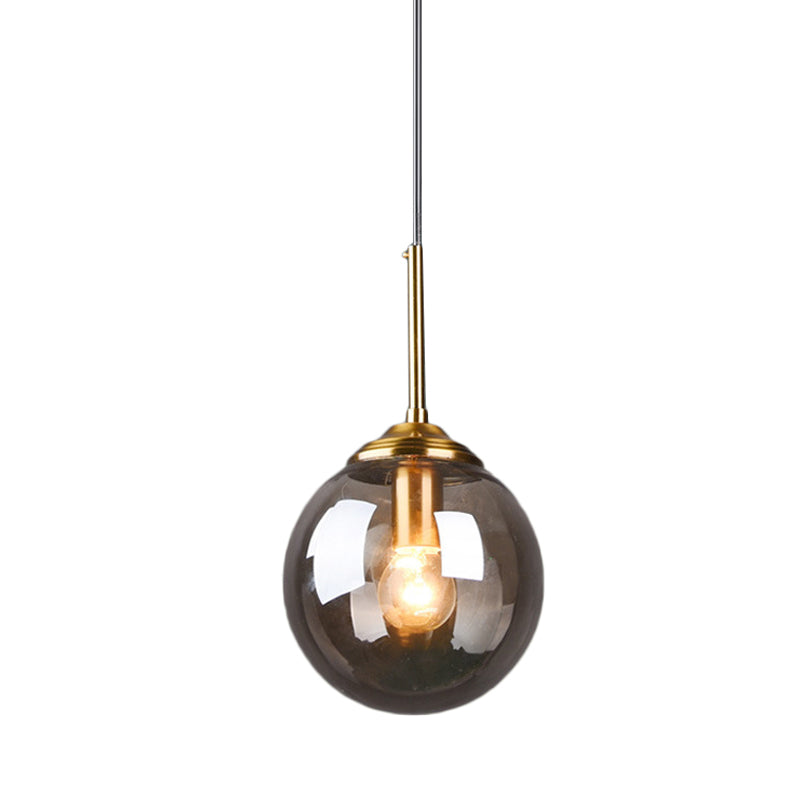 Contemporary Globe Hanging Light Amber/Clear/Smoke Gray Glass 1 Head Bedroom Pendant Light Fixture Clearhalo 'Ceiling Lights' 'Modern Pendants' 'Modern' 'Pendant Lights' 'Pendants' Lighting' 288974