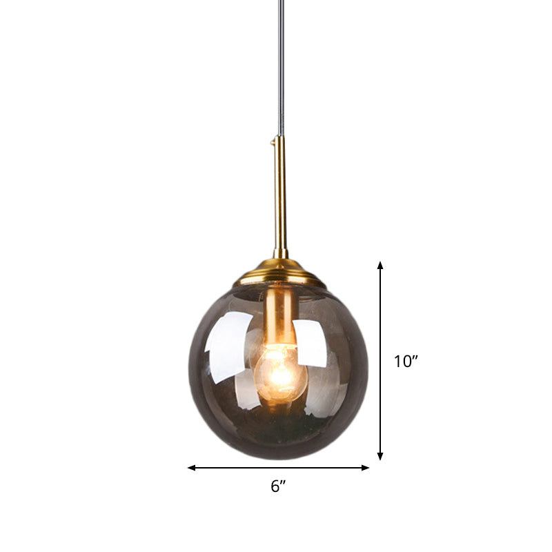 Contemporary Globe Hanging Light Amber/Clear/Smoke Gray Glass 1 Head Bedroom Pendant Light Fixture Clearhalo 'Ceiling Lights' 'Modern Pendants' 'Modern' 'Pendant Lights' 'Pendants' Lighting' 288975