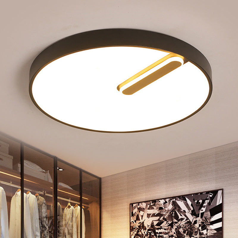 Round Ceiling Mounted Light Minimalist Acrylic Black/White 18"/21.5" Wide LED Flush Light Fixture, Warm/White Light/Remote Control Stepless Dimming Clearhalo 'Ceiling Lights' 'Close To Ceiling Lights' 'Close to ceiling' 'Flush mount' Lighting' 289040